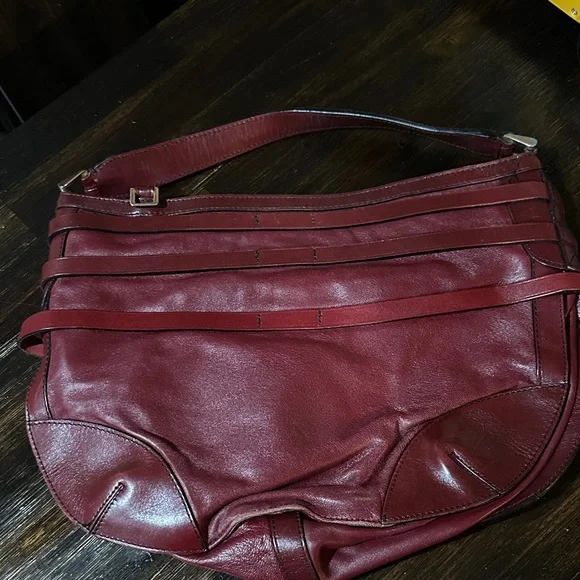 Burberry Deep Red Leather Shoulder Bag - Picture 4 of 16